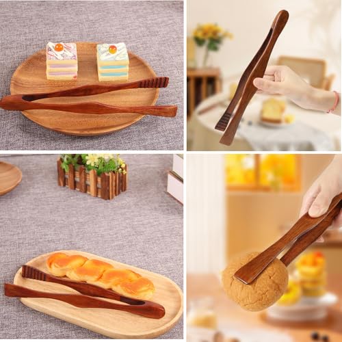 Essential Wooden Spatula Tong Set for Kitchens,Restaurants:Perfect for Fruits, Salads, Desserts, Breads,Barbecues