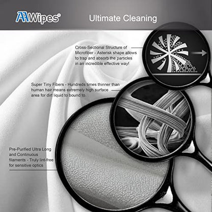 AAwipes Cleanroom Microfiber Wipes 4"x4" Knitted Superfine (400 Counts/Bag, 180gsm, Polyester-Polyamide, #MF18004) High-End Lint Free Cloths for Fiber Optics, Laser Sealed Edge, Class 100 Cloths - size: 4"X4" 400 Wipes