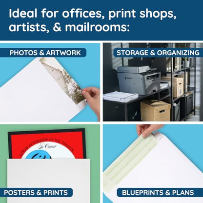 Blue Summit 50 Large Mailing Envelopes, White 13 x 17.7 Envelopes, Self Seal Catalog, Security Tinted for Mailing - size: 13 x 17.7