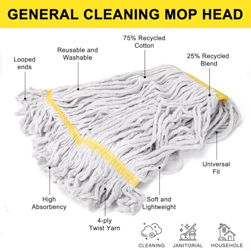 KeFanta 3 Pack Heavy Duty Commercial Mop Head Replacement,White - color: Yellow