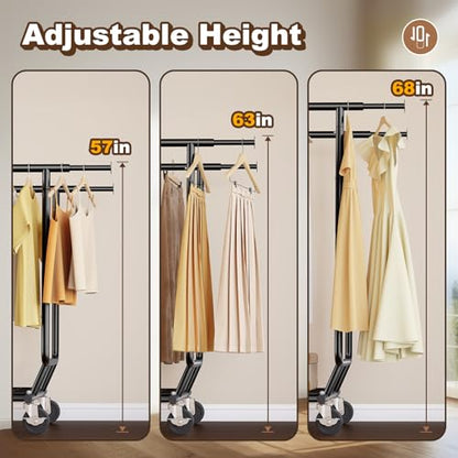 HOKEEPER Clothes Rack Load 650 LBS Collapsible Clothing Rack Double Rod - color: Black