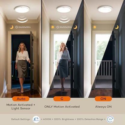Annaror 2Pack Wired Motion Sensor Ceiling Light Indoor with Remote 8.7in - size: 2 Pack 8.7in