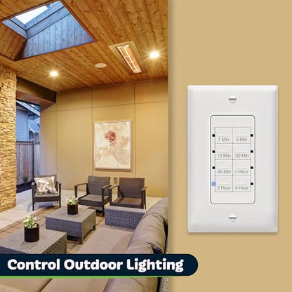 TOPGREENER Countdown Timer Switch, for Bathroom Fans, Lights, Ventilation - color: White, size: Light Timer Switch