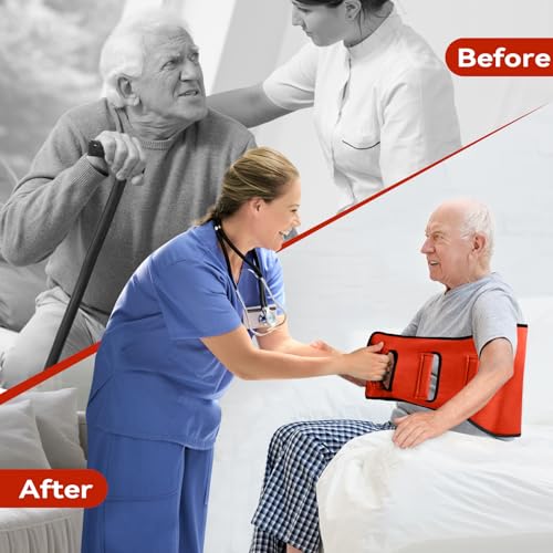 Transfer Sling, Padded Assist Gait Belt for Seniors, Lift Assist gait Belt - color: Orange-aa