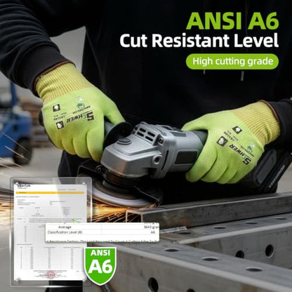 Schwer 12 Pairs ANSI A6 Cut Resistant Gloves, Breathable, CR3186, XL - color: Yellow, size: X-Large