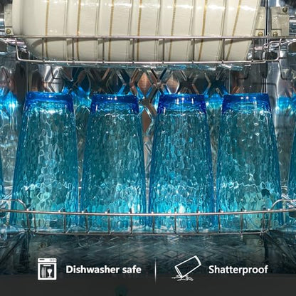 26-Ounce Plastic Tumblers (Set of 6), Reusable Plastic Mugs, BPA-Free Acrylic to Drink Mugs, Shatter Resistant, Textured Interior, Dishwasher Safe (Blue, 26 Ounce) - color: Blue, size: 26 Ounce