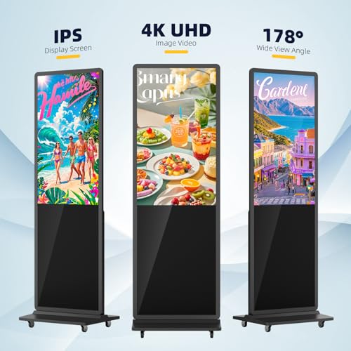 4K LCD Touchscreen Digital Signage Display, Indoor Floor Standing Advertising Kiosk, Commercial Digital Signage Player, HDMI WiFi Bluetooth Input Auto AD Player (55" NonTOUCH) - size: 55" NonTOUCH
