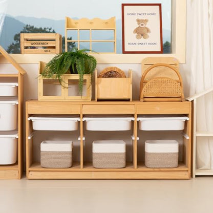 OIAHOMY 3 PACK Cube Storage Bins Storage Baskets Shelf Brown&White - color: Brown&White