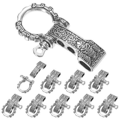 Paracord Bracelet Shackle Buckle [10PCS] - Adjustable Metal Pattern Bow Shackle Use for Survival Bracelets Belt & Outdoor Rope - [Silver-Flat Head] Screw Pin Anchor Buckles