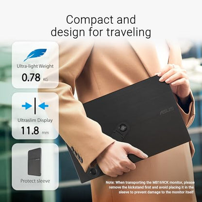 ASUS ZenScreen MB169CK 15.6 Inch 1080p Portable Monitor - style: Dual USB-C Mini HDMI
