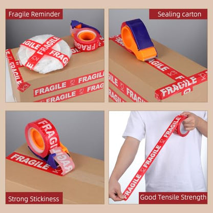 Ciieeo Fragile Packing Tape Fragile Warning Tape Stickers Seal Stickers Sealing Fragile Labels Packaging Heavy Duty Packing Care for Small Business Moving Box 1 Roll 100M