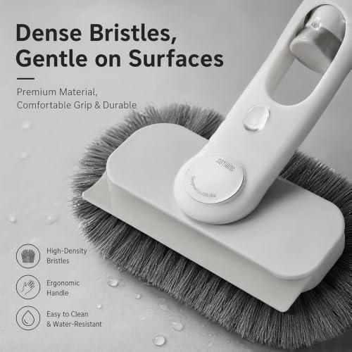 Brush with Short Handle, Bristle Scrubber Broom with Squeegee, Cleaning Brush