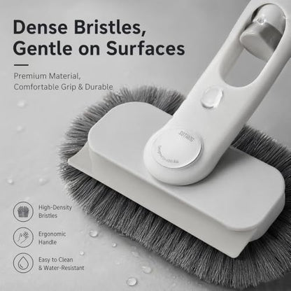 Brush with Short Handle, Bristle Scrubber Broom with Squeegee, Cleaning Brush