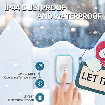 Wireless Doorbell Waterproof 1200 feet Door Bell with 2 Buttons with Different Tones Operating at 36 Melodies 4 Volume levels Flash Light 1 Receiver 2 Button White JSIEEM - color: 1 Receiver 2 Button