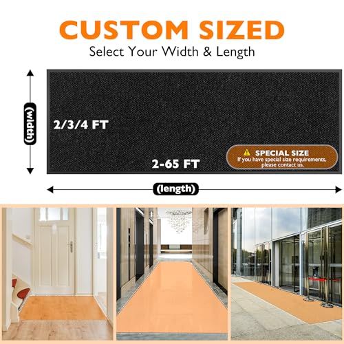 koloko 2ft x 8ft Durable Dirt Trapper Front Door Mat Outside Entrance - color: Black Pebble, size: 2 FT x 8 FT