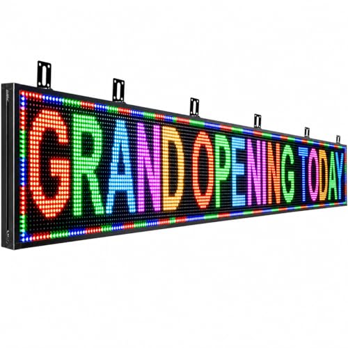 CX P10 Outdoor Full-Color LED Scrolling Sign 115" x 14", WiFi Programmable Digital Message Board, IP45 Weather-Resistant 5000 cd/m² High-Brightness Display for Business Advertising & Restaurant Menu Board - size: P10 115x14 inch