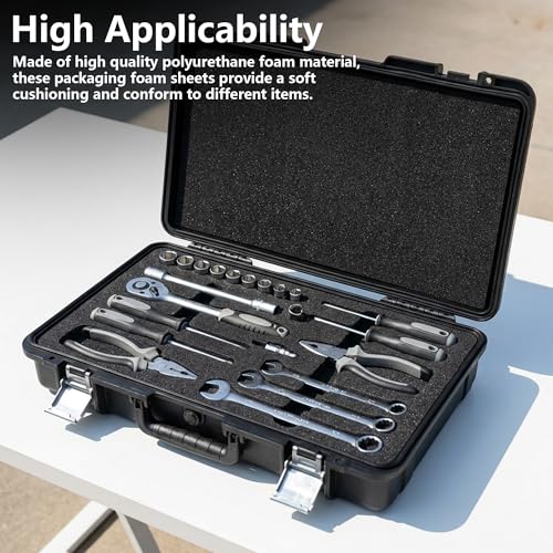 4 Pcs Black Polyurethane Foam Sheet, Cuttable Foam Inserts for Cases - color: 16x12x0.5Inch - 4Pcs