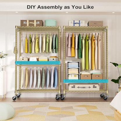 FUTASSI P3 Rolling Clothes Rack, Clothing Racks for Hanging Clothes, Gold - color: Gold, size: P3