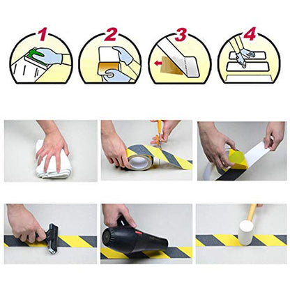 HAOT 2 Inch X 32.8ft Non Slip Safety Grip Tape for Stairs Steps Black/Yellow Non Skid Tread High Traction Friction/Strong Grip Abrasive Adhesive Hazard Caution Tape - color: Yellow/Black, size: 2" Width x 396" Long