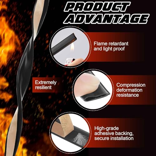 4 Pcs Adhesive Fire/Smoke Door Gasket Seal, 0.5" W X 0.25" H X 18' L, Black - color: Black, size: 0.5" W X 0.25" H X 18' L
