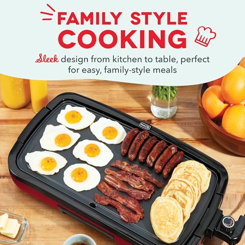Dash Deluxe Everyday Electric Griddle, Removable Nonstick Plate, Red - color: Red