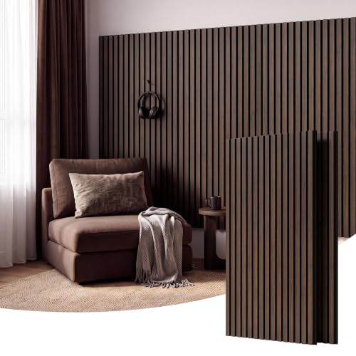 Amsleekey 2-Pack 47.2″x23.6″ Acoustic Wood Wall Panels,4 Hooks, Dark Walnut - color: Dark Walnut, size: 47.2 x 23.6 in - 2 pcs