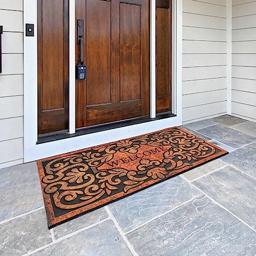 Large 47"x22" Heavy Duty Welcome Mat Outdoor with Non-Slip Rubber Backing - Durable Outdoor Door Mat for Front Door Entrance, Garage, Patio & High Traffic Areas（Welcome - Style2） - color: Large Welcome - Style1