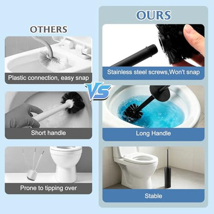 Toilet Bowl Brush and Holder for Bathroom 304 Stainless Steel Toilet Brush