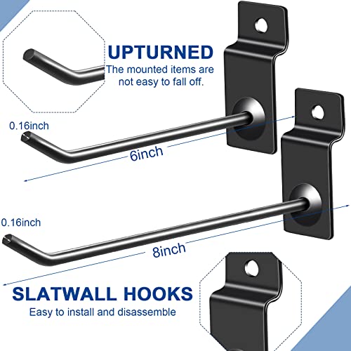 Moxweyeni 100 Slatwall Hooks Display Panel, Black, 6 and 8 Inch - color: Black, size: 6 and 8 Inch
