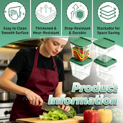 4 Pack 8QT Commercial Clear Food Storage Containers with Lid, NSF - color: Green, size: 8Qt-4 Pack