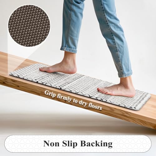 KIMODE Kitchen Mats 2 PCS, Cushioned Anti Fatigue Kitchen Rugs and Mats - color: Black and White Diamond, size: 17.3" x 47 "+ 17.3" x 29 "--0.47 inches