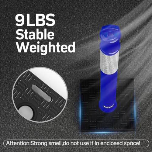 BATTIFE 45 Inch Traffic Safety Cones Delineator Posts with Base Blue 3 Pcs - color: Blue