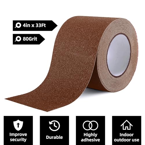 Reniteco 4" x33Ft Anti Slip Tape Coffee Heavy Duty Grip 1PC - color: 02-Coffee, size: 4in x 33Ft