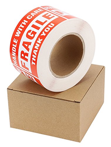 SJPACK 6 Rolls 3'' x 5'' Fragile - Handle with Care - Thank You Shipping Labels Stickers (500 Labels/Roll) - size: 6 Rolls