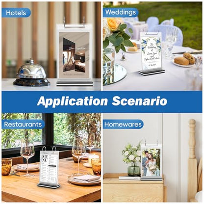 Ciieeo 5pcs Standing Flip Menu Display Holder A6 Clear PVC Tabletop Sign Holder Menu Display Stand for Restaurants Bars Coffee Shops Event Catering