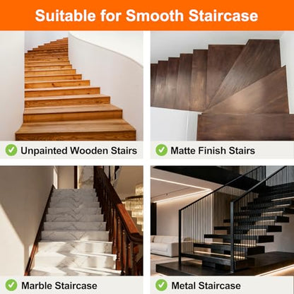 Spurtar Non Slip Staircase Step Treads, 6"x24" 15 Pack Anti Slip Tape for Stairs Indoor, Transparent Grip Tape for Stairs, Clear Skid Guard Safety Stair Runners for Wooden Steps - size: 6"x24"