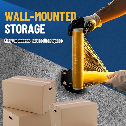 Wall Mountable Stretch Film Roll Stand, Fits up to 20" Stretch Film, Shrink Wrap Dispenser Holder Bracket with 7 Screws for Industry Manufacturing Logistics Retail, Shrink Wrap Not Included
