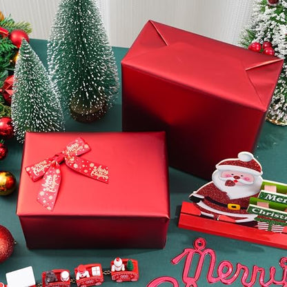 ZINTBIAL Metallic Red Wrapping Paper Roll with Cut Lines - Solid Red Holiday Gift Wrap for Graduation, Christmas, Birthdays, Baby Shower, Wedding - 17.5 in x 33 ft (48 sq. ft), Easy to Cut - color: Metallic-Red