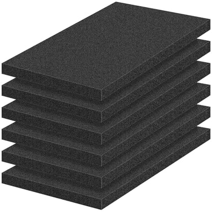 6 PCS Polyurethane Foam Sheets 16" L x 12" W x 1" T Packing Foam Inserts Cuttable Craft Foams Cushion Foams High Density Foam Pads for Case, Tool Box, Game Box, Camera, Jewelry, DIY Craft, Black - size: 16in X 12in X 1in