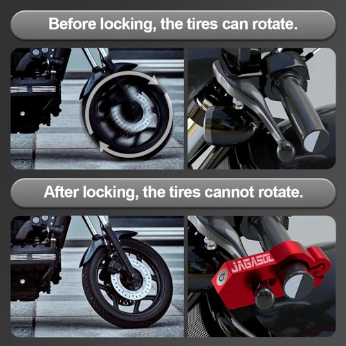 JAGASOL Motorcycle Handlebar Lock, Helmet & Brake Anti-Theft Lock Red - color: Red