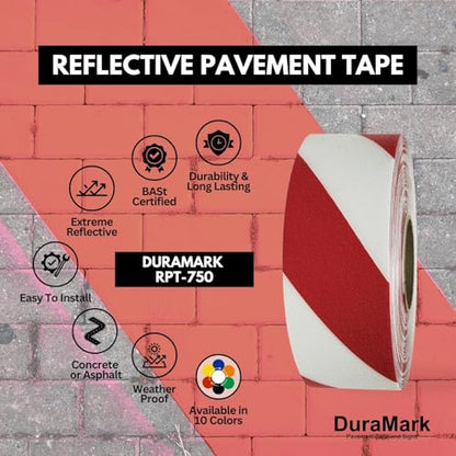 DuraMark RPT-750 Reflective Pavement Marking Tape, White, 2 in x 18 ft - color: Red/White, size: 2 Inch x 18 Ft