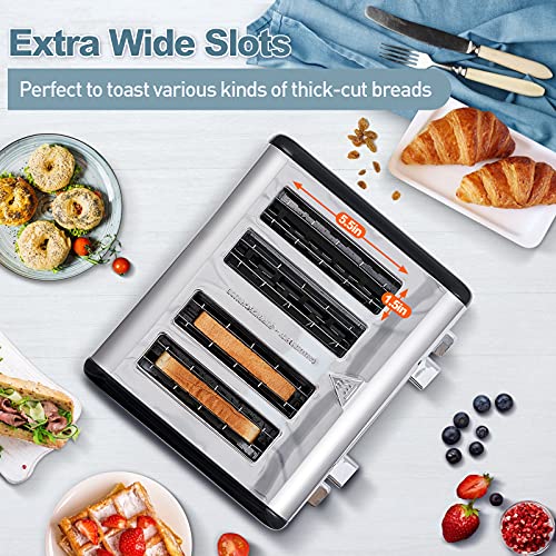 CUSIMAX 4 Slice Stainless Steel Toaster with Digital Display, Black - color: Black Stainless Steel, size: 4 Slice