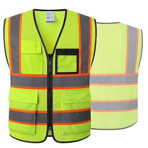 Hi Vis Reflective Safety Vest for Men Women,EKH1,Yellow,M - color: Ekhmesh-yellow, size: Medium