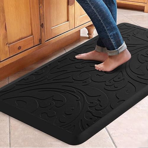 Kitchen Mat Cushioned Anti-Fatigue Comfort Standing Mat Rug for Home,Office - color: Black, size: 1'8" x 3'3" (Rectangular)