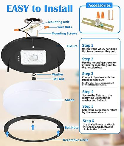 Black Flush Mount Ceiling Light, 13 Inch LED Ceiling Light Fixture with 5CCT(2700K/3000K/3500K/4000K/5000K Adjustable), 23W Saturn Flush Mount Ceiling Lighting for Kitchen Hallway Stairwell - color: Black, size: 13 inch - 1 Pack