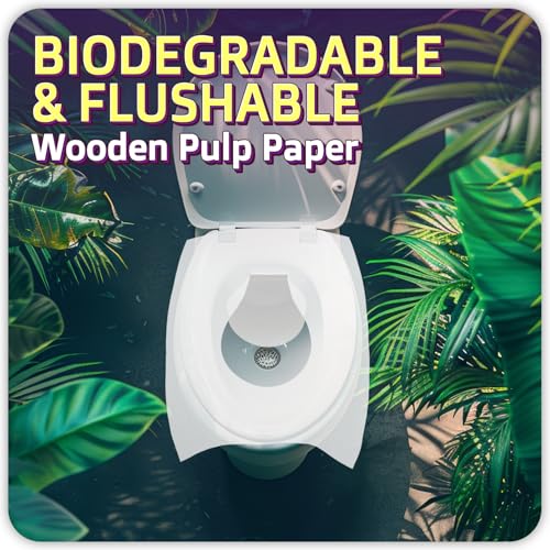100 Pcs Disposable Toilet Seat Cover - Biodegradable and Flushable Toilet Seat Liners for Public Toilets | Compact One Size Fits All Travel Essentials Toiletries Covers | FIFCO - size: 10-Pack