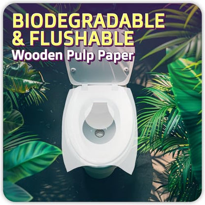100 Pcs Disposable Toilet Seat Cover - Biodegradable and Flushable Toilet Seat Liners for Public Toilets | Compact One Size Fits All Travel Essentials Toiletries Covers | FIFCO - size: 10-Pack