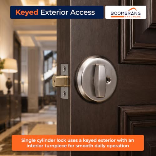Boomerang DB7431 Heavy-Duty Designer Commercial Deadbolt Lock, 6-Pin - color: Satin Chrome (US26D), style: 6 Pin Cylinder