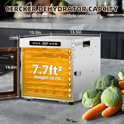 Meat Dehydrator for Jerky Maker 9 Trays 1000W Dryer Machine for Fruit Beef - size: 9trays