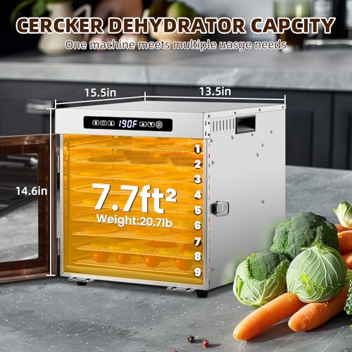 Meat Dehydrator for Jerky Maker 9 Trays 1000W Dryer Machine for Fruit Beef - size: 9trays